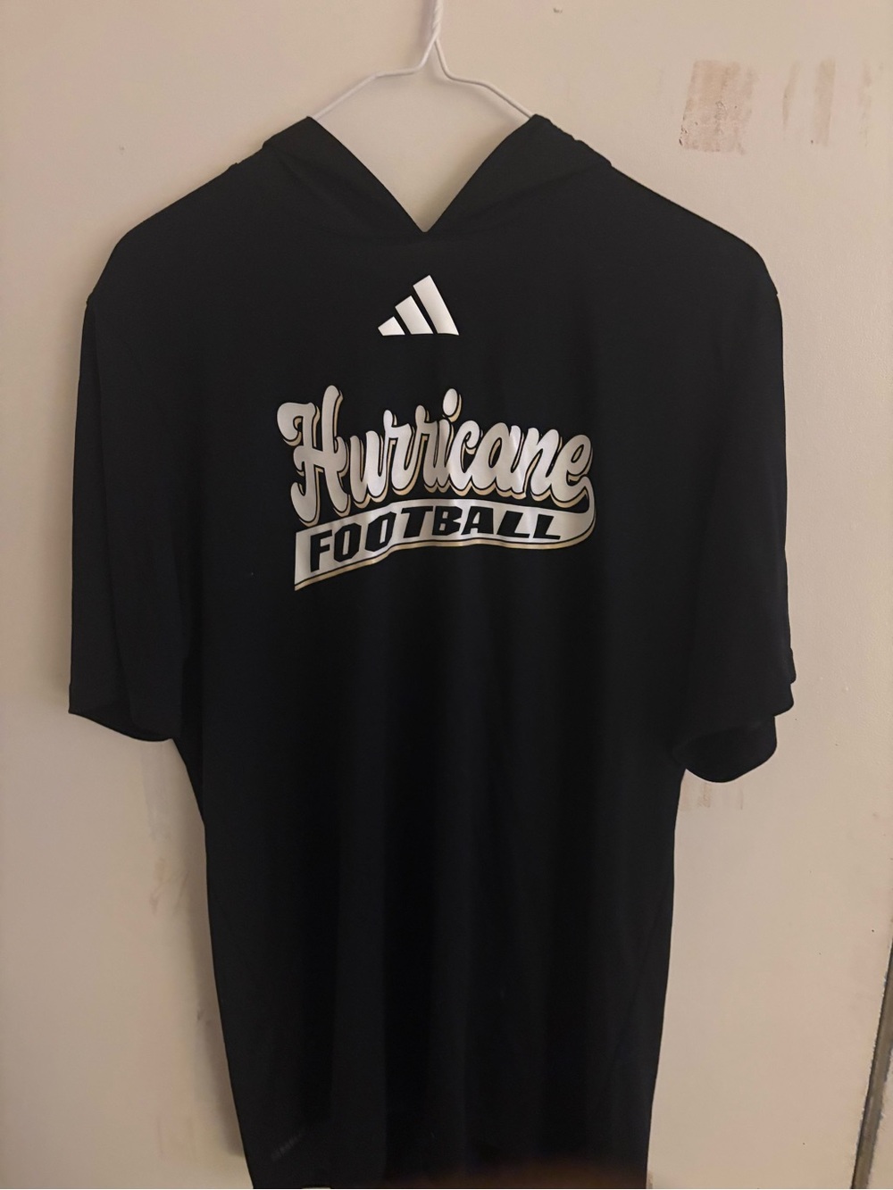 adidas Black Short-Sleeve Hooded 'Hurricane Football' Tee